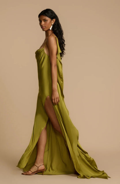 Satin Side High Slit Maxi Dress